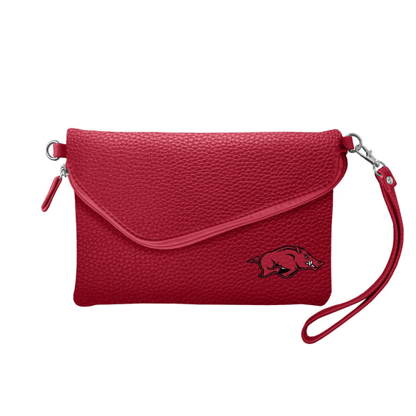 Wholesale Arkansas Razorbacks Fold Over Crossbody Pebble Dark Red