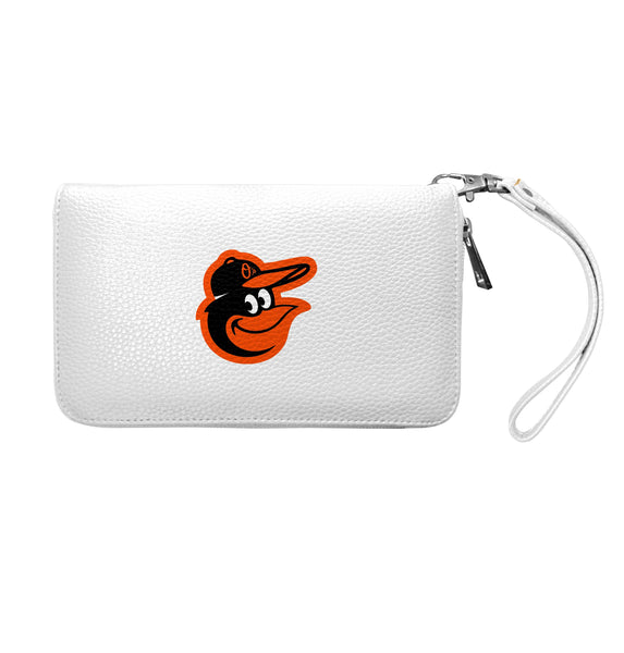 Wholesale Baltimore Orioles Zip Organizer Wallet Pebble White