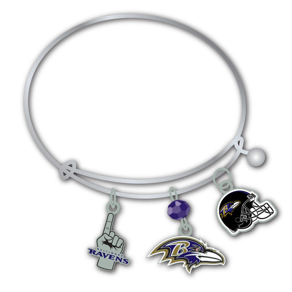 Wholesale Baltimore Ravens NFL / BRC001 - 3 Charm Bracelet