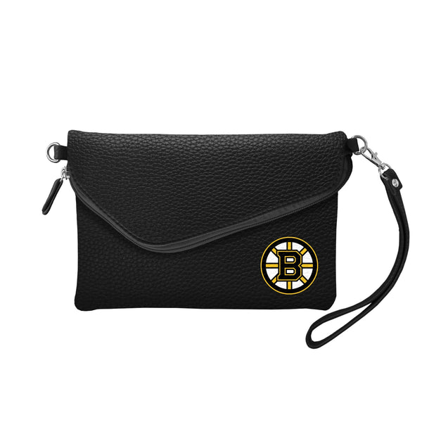 Wholesale Boston Bruins Fold Over Crossbody Pebble Black