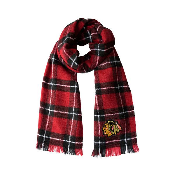 Wholesale Chicago Blackhawks Plaid Blanket Scarf LR-BLK