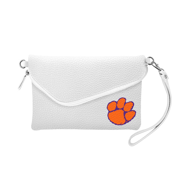 Wholesale Clemson Tigers Fold Over Crossbody Pebble White