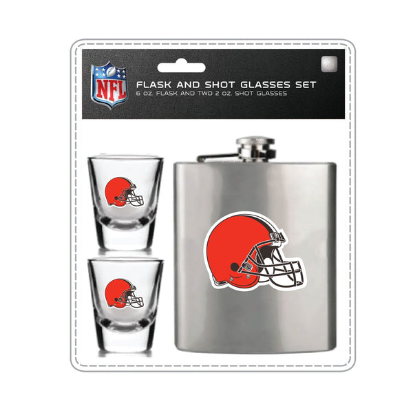 Wholesale Cleveland Browns NFL / FSK001 - Flask Shot Glasses Set