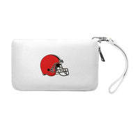 Wholesale Cleveland Browns Zip Organizer Wallet Pebble White