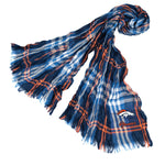 Wholesale Denver Broncos Crinkle Scarf Plaid Navy/Orang