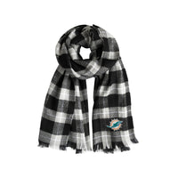 Wholesale Miami Dolphins Plaid Blanket Scarf BL-GRY