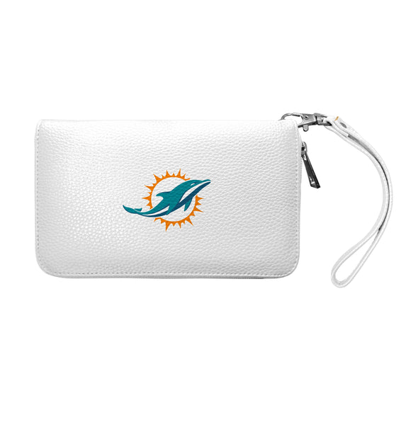 Wholesale Miami Dolphins Zip Organizer Wallet Pebble White