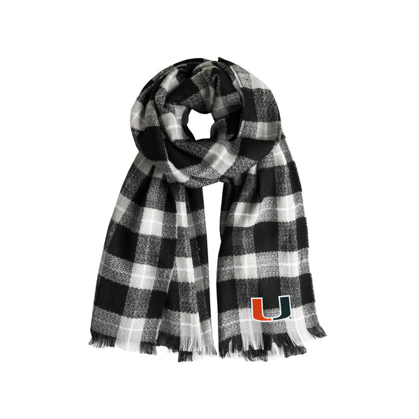 Wholesale Miami Hurricanes Plaid Blanket Scarf BL-GRY