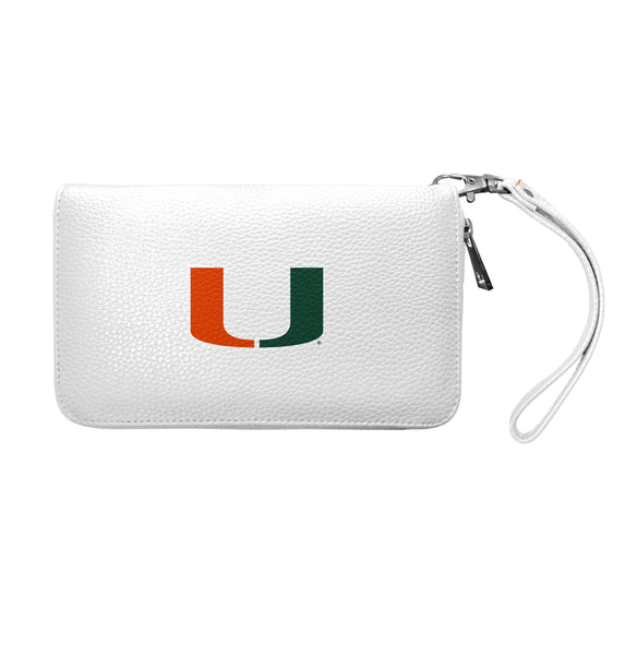 Wholesale Miami Hurricanes Zip Organizer Wallet Pebble White