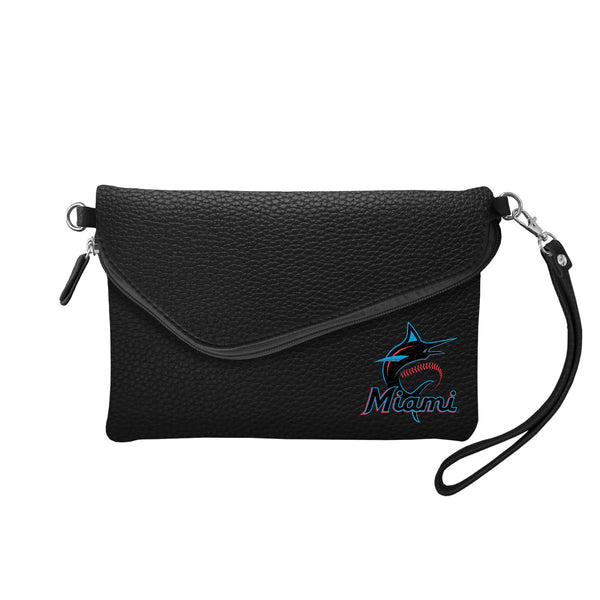 Wholesale Miami Marlins Fold Over Crossbody Pebble