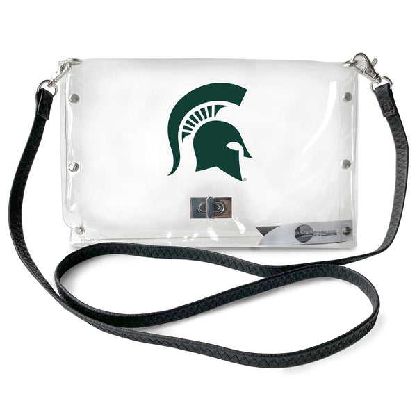 Wholesale Michigan State Spartans Clear Envelope Purse STRAP