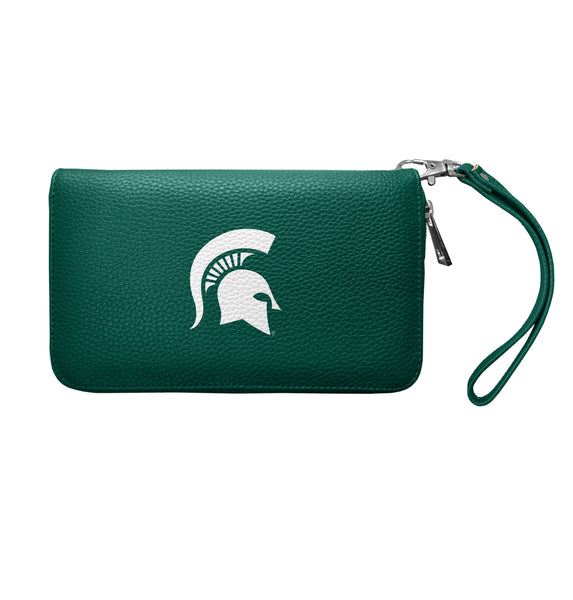 Wholesale Michigan State Spartans Zip Organizer Wallet Pebble Green