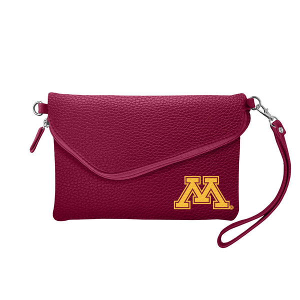 Wholesale Minnesota Golden Gophers Fold Over Crossbody Pebble Maroon