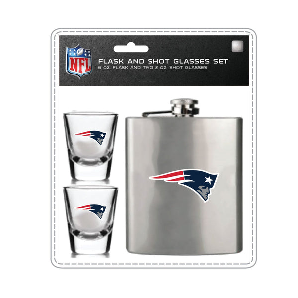 Wholesale New England Patriots NFL / FSK001 - Flask Shot Glasses Set