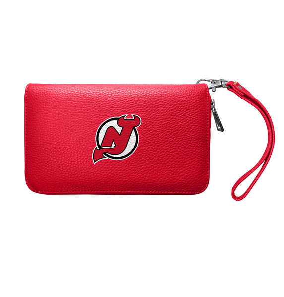 Wholesale New Jersey Devils Zip Organizer Wallet Pebble Light Red