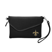 Wholesale New Orleans Saints Fold Over Crossbody Pebble Black