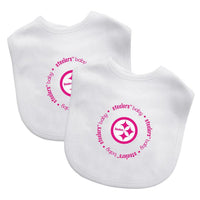 Wholesale Pittsburgh Steelers - Baby Bibs 2-Pack - Pink Logo