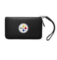 Wholesale Pittsburgh Steelers Zip Organizer Wallet Pebble Black