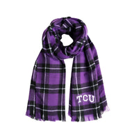 Wholesale TCU Horned Frogs Plaid Blanket Scarf PR-BLK