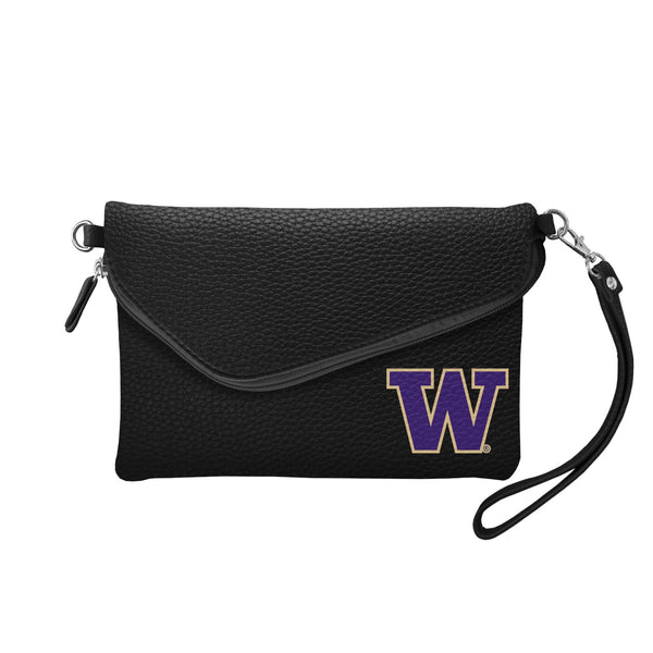 Wholesale Washington Huskies Fold Over Crossbody Pebble Black