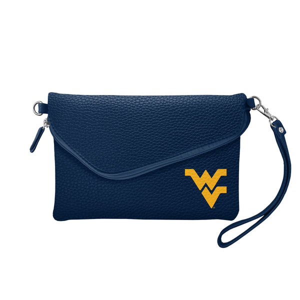 Wholesale West Virginia Mountaineers Fold Over Crossbody Pebble Navy