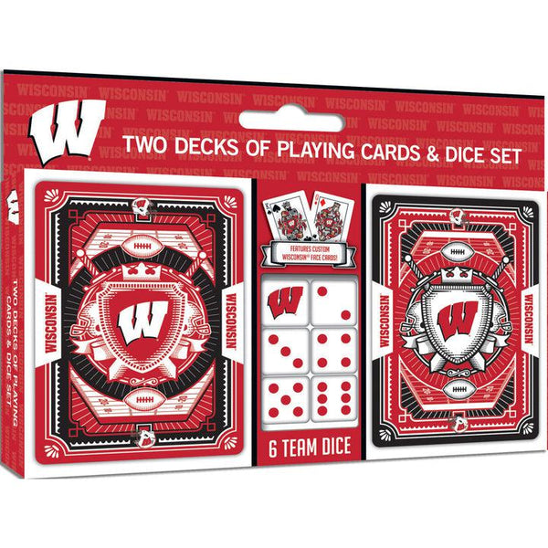 Wholesale Wisconsin Badgers - 2-Pack Playing Cards & Dice Set