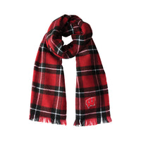 Wholesale Wisconsin Badgers Plaid Blanket Scarf LR-BLK