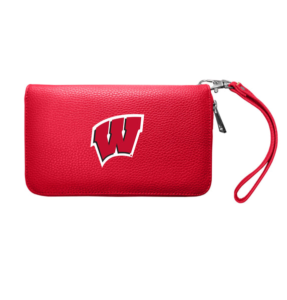 Wholesale Wisconsin Badgers Zip Organizer Wallet Pebble Light Red